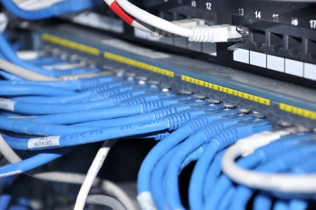 Ethernet cables are connected to internet switch.