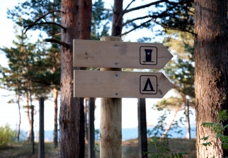 WC sign in the forest.の写真素材