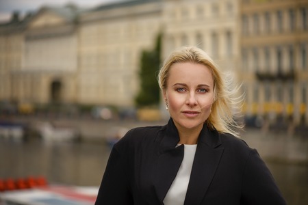 Portrait of a beautiful woman in St Pererburg cityの写真素材