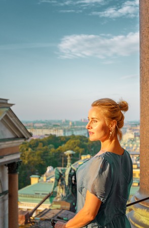 Portrait of a beautiful woman in St Pererburg cityの写真素材