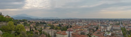Panoramic view of the city of Bergamo, Lombardy, Italyの写真素材