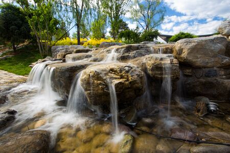 Long exposure decorative waterfall.の写真素材