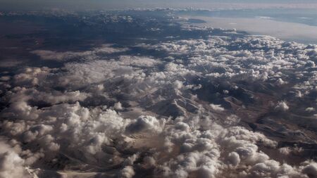 Top and beautiful clouds and mountain view from aboveの写真素材