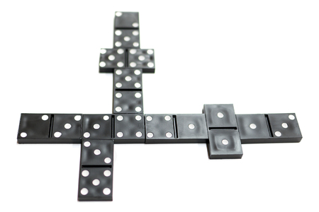 Game of dominoes is laid out on a white backgroundの写真素材