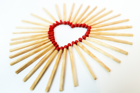 Matches are lined in the form of a heart. Valentine's Day.の写真素材