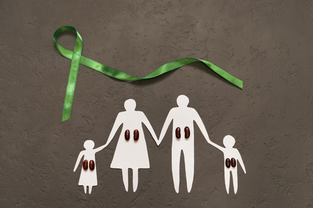 World Kidney Day, a program to inform patients about the health of patients with kidneys. Green ribbon.の写真素材
