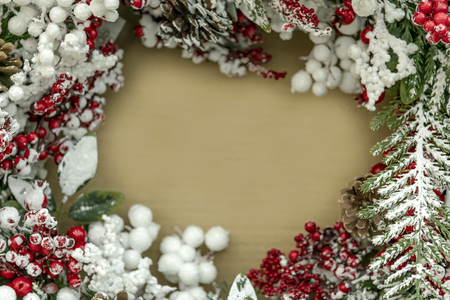 Christmas decorations, wreaths and balls, new year holidayの写真素材