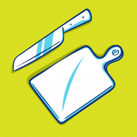 Knife and Cutting Board - Blue Seriesのイラスト素材