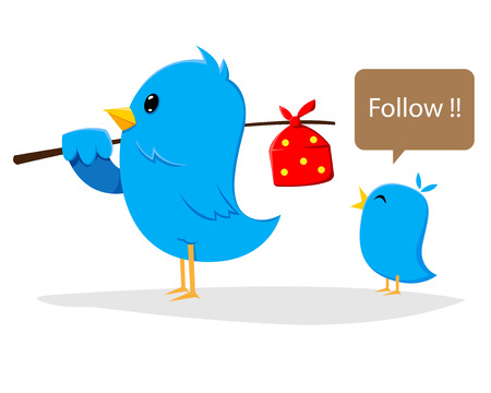 Blue bird followingのイラスト素材