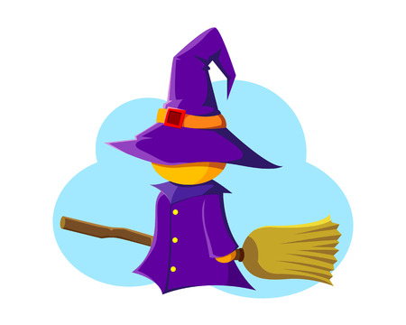 litle witch with broomstickのイラスト素材