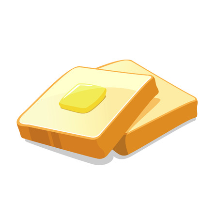 Vector illustration of butter on top of two slices of breadのイラスト素材