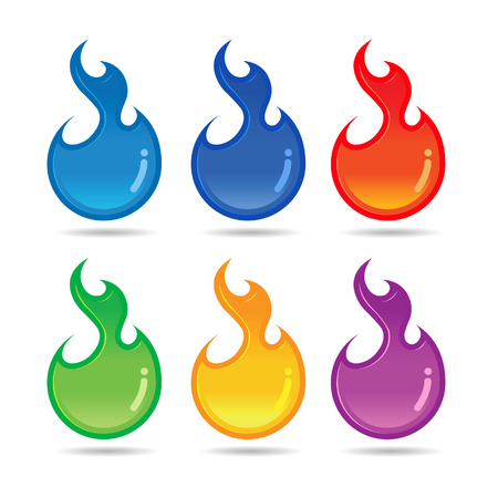 Vector illustration of fire orb in various colorsのイラスト素材