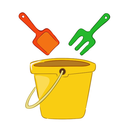 Vector illustration of Pail and shovel beach toys setのイラスト素材