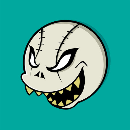 Vector illustration of a ball with skull faceのイラスト素材