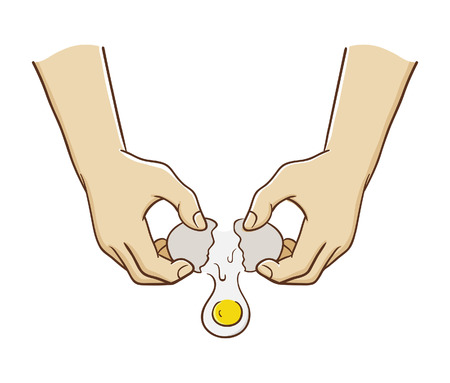 Vector illustration of hands breaking an eggのイラスト素材