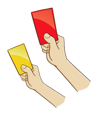Vector illustration of a hand holding red and yellow cardのイラスト素材
