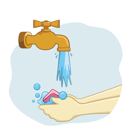 Vector illustration of washing hands with soapのイラスト素材