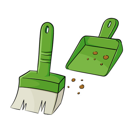 Vector illustration of a small broom and a dustpanのイラスト素材