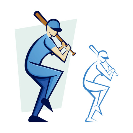 Vector illustration of a baseball player about to hit the ballのイラスト素材