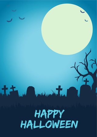 Scary halloween cemetery vector illustration backgroundのイラスト素材
