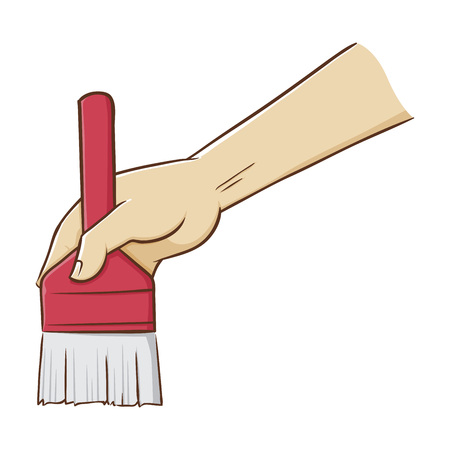 Hand holding a paint brush in vector illustrationのイラスト素材