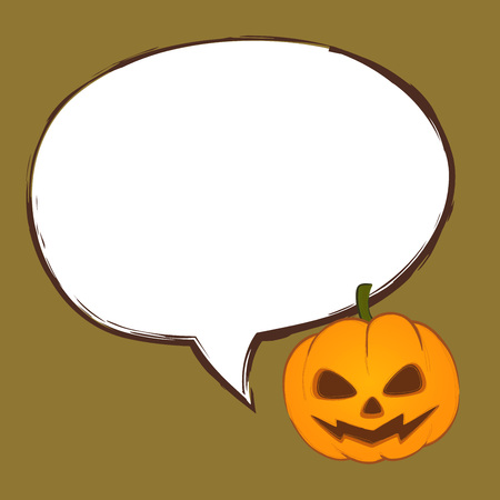 Halloween pumpkin with speech bubble vector illustrationのイラスト素材