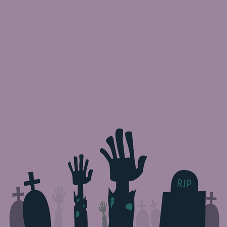 Zombie hands came out from grave, vector illustrationのイラスト素材