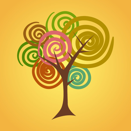 Abstract round circular tree in vector illustrationのイラスト素材