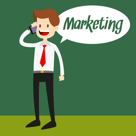 Businessman talking on the phone while smiling, tele marketing conceptのイラスト素材