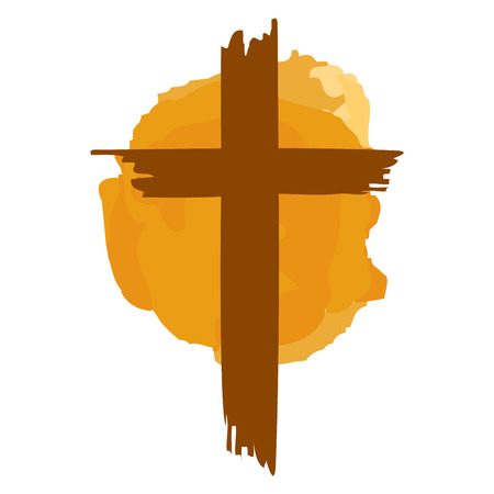 Brown colored christianity cross, vector illustrationのイラスト素材