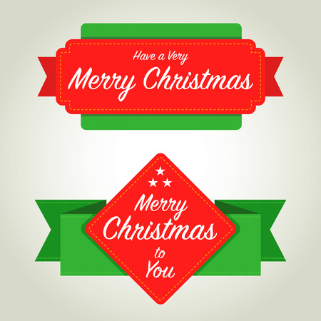 Colorful christmas greetings labels, vector illustrationのイラスト素材