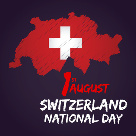 Switzerland national day with flag and map vector illustrationのイラスト素材