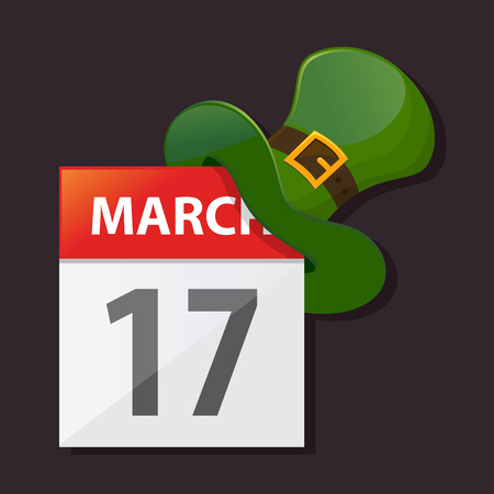 Saint Patricks Day calendar with green hat, illustrationのイラスト素材