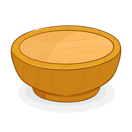 Hand drawing of empty wooden bowl, vector illustrationのイラスト素材