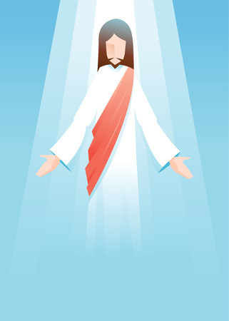 Vector illustration of Jesus Christ is risen in blue backgroundのイラスト素材