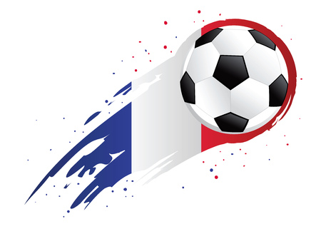 Vector illustration of a soccer ball with abstract France insignia brush strokesのイラスト素材