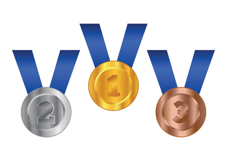 Vector stock of three competition medals gold silver and bronzeのイラスト素材