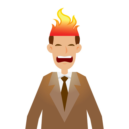 Vector stock of businessman head on fireのイラスト素材