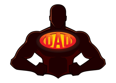 Vector stock of strong muscle super hero silhouette with dad sign on his chestのイラスト素材