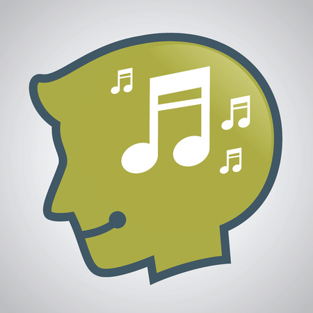 Vector stock of human head silhouette with musical note insideのイラスト素材
