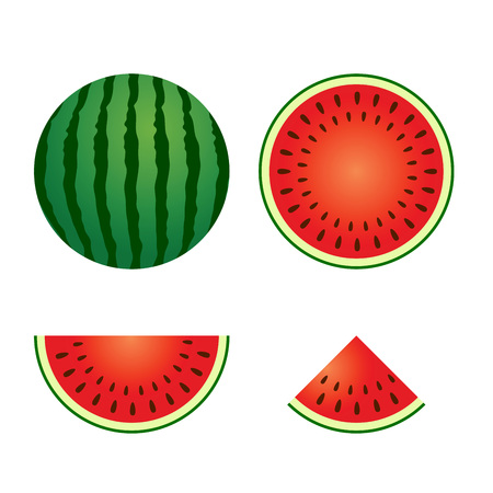 Vector stock of delicious watermelon whole and slicedのイラスト素材