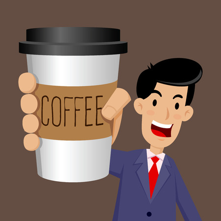 Vector stock of businessman holding a cup of coffee to goのイラスト素材