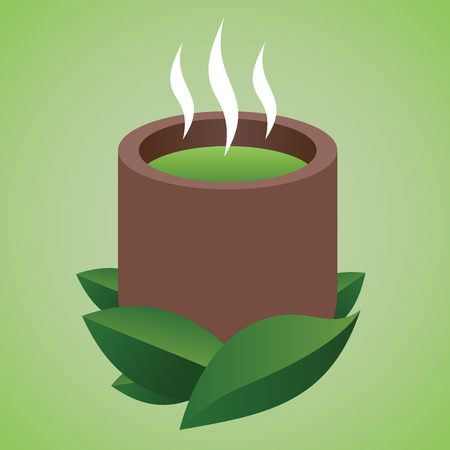 Vector stock of a cup of hot Japanese traditional green tea drinkのイラスト素材