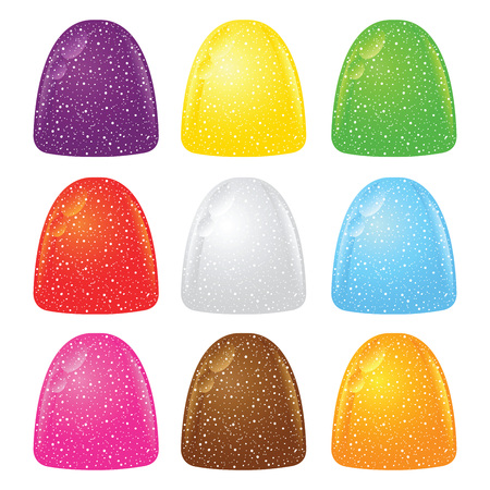Vector stock of colorful gumdrops soft jelly candy covered with sugarのイラスト素材