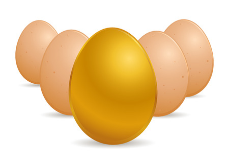 Vector stock of special golden egg in front of regular eggsのイラスト素材