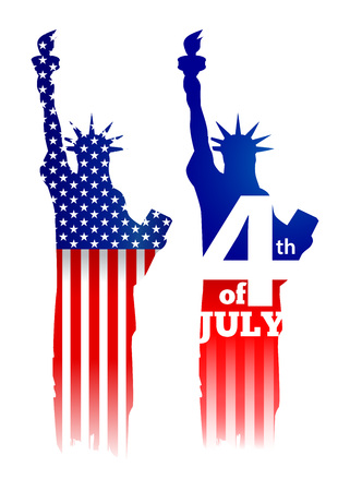 Vector stock of America independence day symbol, statue of liberty new york landmarkのイラスト素材