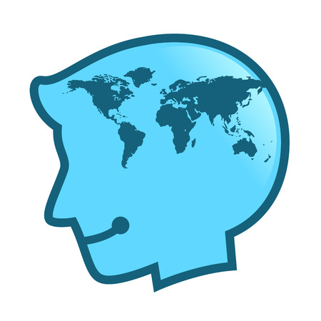 Vector stock of human head silhouette with world map insideのイラスト素材