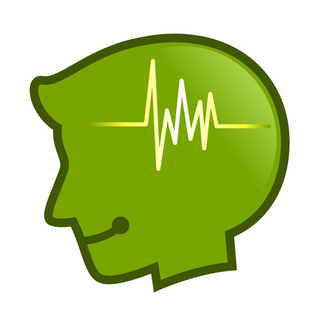 Vector stock of human head silhouette with pulse beat Symbol insideのイラスト素材