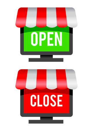 stock of open and close online shopping iconのイラスト素材