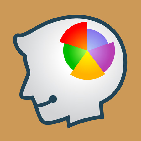 stock of human head silhouette with pie chart symbol insideのイラスト素材